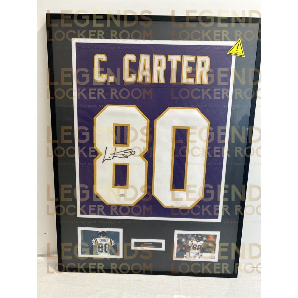 Framed Cris Carter Autographed Jersey (With Certificate of Authenticity)